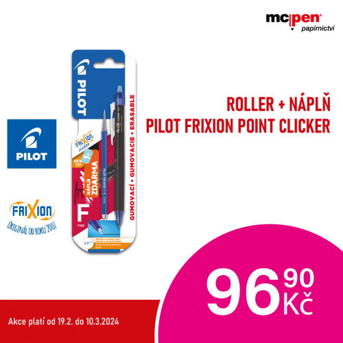 Roller+náplň Pilot FriXion Point Clicker za akční cenu
